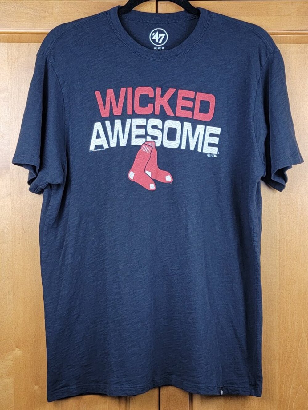 MLB '47 Men's Navy Boston Red Sox Baseball Wicked Awesome Scrum Tee - M